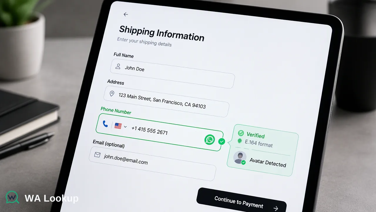 WA Lookup workflow illustration for Validating International Phone Numbers for Cross-Border Commerce