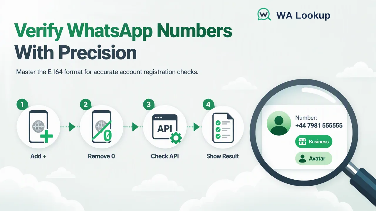 WA Lookup workflow illustration for How to Know If a Phone Number Has WhatsApp
