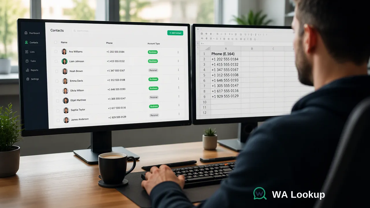 WA Lookup workflow illustration for WhatsApp Business vs Personal Detection: Segmenting B2B Prospects