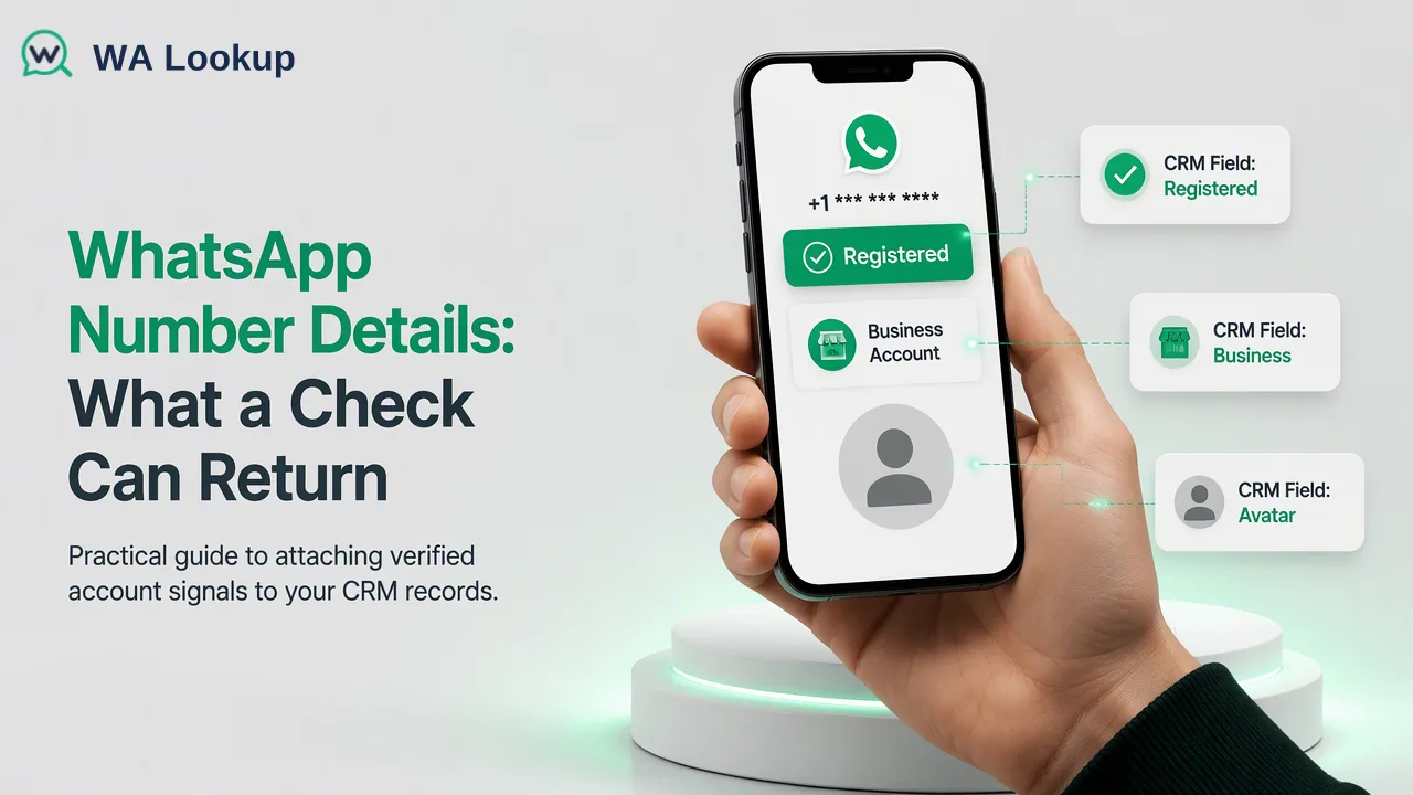 WA Lookup Workflow-Illustration zu „WhatsApp-Nummerndetails: Was eine Prüfung für Ihre Kontaktdatensätze liefern kann“