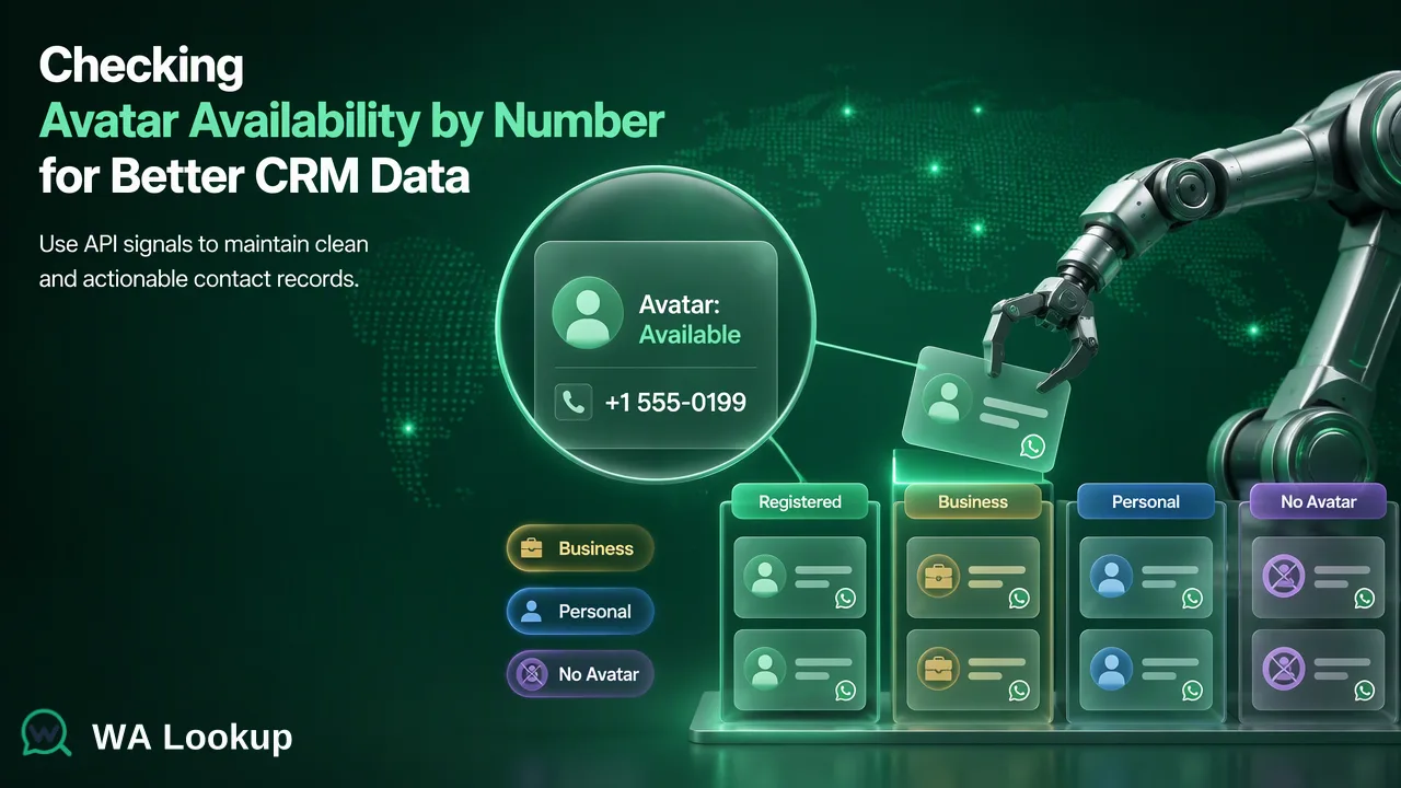 WA Lookup workflow illustration for WhatsApp Profile Picture API: Checking Avatar Availability by Number